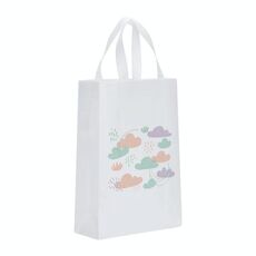 Borsa in tessuto non tessuto stampato con nuvole, stampa su richiesta, dimensioni: 38x30x10 cm (bianco)