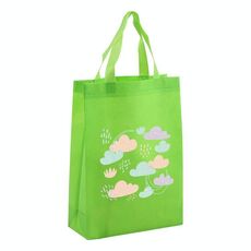 Borsa in tessuto non tessuto stampato con nuvole, stampa su richiesta, dimensioni: 38x30x10 cm (verde frutta)
