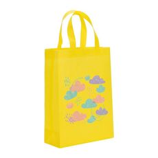 Borsa in tessuto non tessuto stampato con nuvole, stampa su richiesta, dimensioni: 38x30x10 cm (giallo)