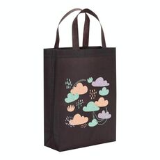 Borsa in tessuto non tessuto stampato con nuvole, stampa su richiesta, dimensioni: 38x30x10 cm (caffè)