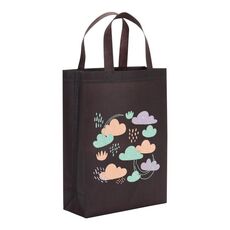 Borsa in tessuto non tessuto stampato con nuvole, stampa su richiesta, dimensioni: 41x35x12 cm (caffè)