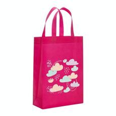 Borsa in tessuto non tessuto stampato con nuvole, stampa su richiesta, dimensioni: 41x35x12 cm (rosso rosa)