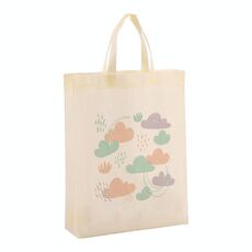 Borsa in tessuto non tessuto stampato con nuvole, stampa su richiesta, dimensioni: 41x35x12 cm (beige)