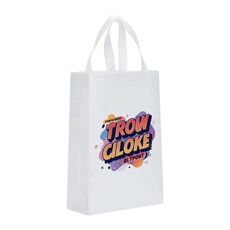 Borsa in tessuto non tessuto stampato con alfabeto arancione, stampa su richiesta, dimensioni: 35x25x10 cm (bianco)