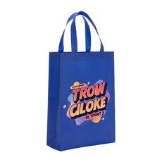 Borsa in tessuto non tessuto stampato con alfabeto arancione, stampa su richiesta, dimensioni: 35x25x10 cm (blu reale)