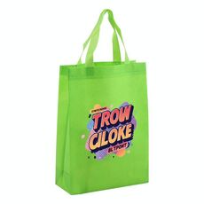 Borsa in tessuto non tessuto stampato con alfabeto arancione, stampa su richiesta, dimensioni: 35x25x10 cm (verde frutta)