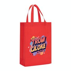 Borsa in tessuto non tessuto stampato con alfabeto arancione, stampa su richiesta, dimensioni: 35x25x10 cm (rosso)