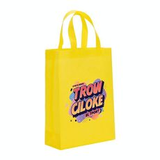 Borsa in tessuto non tessuto stampato con alfabeto arancione, stampa su richiesta, dimensioni: 35x25x10 cm (giallo)