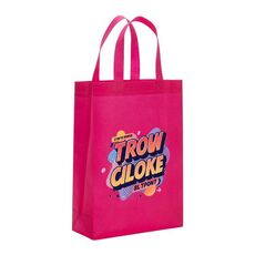 Borsa in tessuto non tessuto stampato con alfabeto arancione, stampa su richiesta, dimensioni: 35x25x10 cm (rosso rosa)