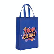 Borsa in tessuto non tessuto stampato con alfabeto arancione, stampa su richiesta, dimensioni: 38x30x10 cm (blu reale)