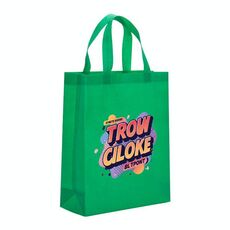 Borsa in tessuto non tessuto stampato con alfabeto arancione, stampa su richiesta, dimensioni: 41x35x12 cm (verde erba)