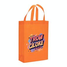 Borsa in tessuto non tessuto stampato con alfabeto arancione, stampa su richiesta, dimensioni: 41x35x12 cm (arancione)