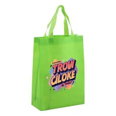 Borsa in tessuto non tessuto stampato con alfabeto arancione, stampa su richiesta, dimensioni: 41x35x12 cm (verde frutta)