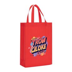 Borsa in tessuto non tessuto stampato con alfabeto arancione, stampa su richiesta, dimensioni: 41x35x12 cm (rosso)