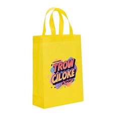 Borsa in tessuto non tessuto stampato con alfabeto arancione, stampa su richiesta, dimensioni: 41x35x12 cm (giallo)
