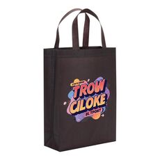 Borsa in tessuto non tessuto stampato con alfabeto arancione, stampa su richiesta, dimensioni: 41x35x12 cm (caffè)