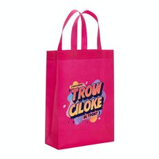 Borsa in tessuto non tessuto stampato con alfabeto arancione, stampa su richiesta, dimensioni: 41x35x12 cm (rosso rosa)