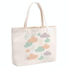 Borsa in tela stampata con nuvole, stampa su richiesta, dimensioni: 20x30x10 cm (beige)