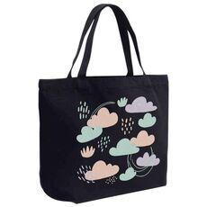 Borsa in tela stampata con nuvole, stampa su richiesta, dimensioni: 20x30x10 cm (nero)