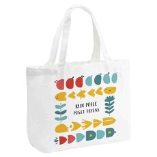 Borsa in tela stampata con pesce di fiume, stampa su richiesta, dimensioni: 20x30x10 cm (bianco)