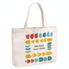 Borsa a mano in tela stampata con pesce di fiume, stampa su richiesta, dimensioni: 35x45x15 cm (beige)