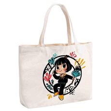 Borsa a mano in tela stampata con ragazza, stampa su richiesta, dimensioni: 20x30x10 cm (beige)