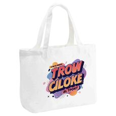 Borsa a mano in tela stampata con alfabeto arancione, stampa su richiesta, dimensioni: 30x40x10 cm (bianco)
