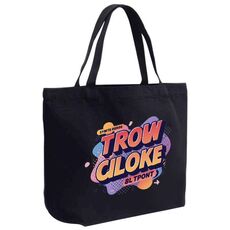 Borsa a mano in tela stampata con alfabeto arancione, stampa su richiesta, dimensioni: 30x40x10 cm (nero)