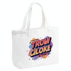Borsa a mano in tela stampata con alfabeto arancione, stampa su richiesta, dimensioni: 35x45x15 cm (bianco)