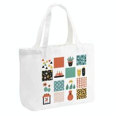 Borsa a mano in tela stampata a griglia, stampa su richiesta, dimensioni: 20x30x10 cm (bianco)