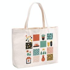 Borsa a mano in tela stampata a griglia, stampa su richiesta, dimensioni: 20x30x10 cm (beige)