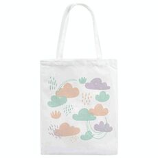 Borsa in tela stampata con nuvole, stampa su richiesta, dimensioni: 25x20 cm (bianco)