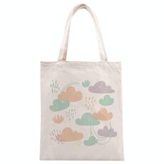 Borsa in tela stampata con nuvole, stampa su richiesta, dimensioni: 25x20 cm (beige)