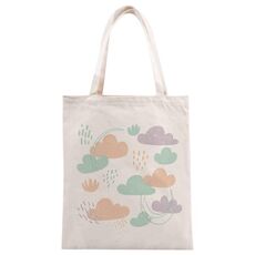 Borsa in tela stampata con nuvole, stampa su richiesta, dimensioni: 35x30 cm (beige)