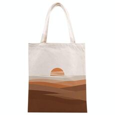 Borsa in tela stampata tramonto su richiesta, dimensioni: 25x20 cm (beige)