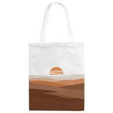 Borsa a mano in tela stampata tramonto su richiesta, dimensioni: 40x35 cm (bianco)