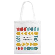 Borsa in tela stampata con pesce di fiume, stampa su richiesta, dimensioni: 25x20 cm (bianco)