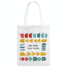 Borsa in tela stampata con pesce di fiume, stampa su richiesta, dimensioni: 35x30 cm (bianco)