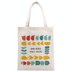 Borsa in tela stampata con pesce di fiume, stampa su richiesta, dimensioni: 35x30 cm (beige)