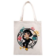 Borsa a mano in tela stampata con ragazza, stampa su richiesta, dimensioni: 25x20 cm (beige)
