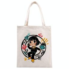 Borsa a mano in tela stampata con ragazza, stampa su richiesta, dimensioni: 35x30 cm (beige)