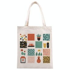 Borsa in tela stampata a griglia, stampa su richiesta, dimensioni: 40x35 cm (beige)