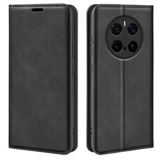 Custodia per telefono in pelle con ventosa magnetica retro-skin per Honor Magic7 Pro (nera)