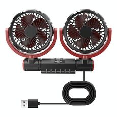 F7201 Ventilatore pieghevole rotante USB a doppia testa per auto (nero e rosso)