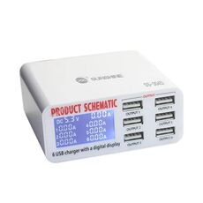SUNSHINE SS-304D Caricabatterie intelligente USB a 6 porte Display digitale multiporta Ricarica rapida per telefono cellulare (spina USA)