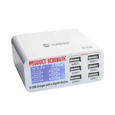 SUNSHINE SS-304D Caricabatterie intelligente USB a 6 porte Display digitale multiporta Ricarica rapida per telefono cellulare (spina UE)