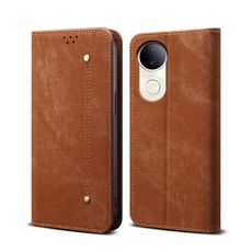 Per vivo V50 Denim Texture Flip Custodia in pelle per telefono (marrone)