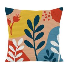 Federa per cuscino per divano stampata con rami colorati, senza stampa centrale su richiesta, dimensioni: 45x45 cm (velluto granulare Twill)