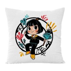 Federa per cuscino da divano stampata con ragazza, senza stampa centrale, su richiesta, dimensioni: 35x35 cm (velluto granulare Twill)