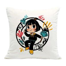 Federa per cuscino da divano stampata con motivo bambina, senza stampa centrale, su richiesta, dimensioni: 45x45 cm (velluto olandese)